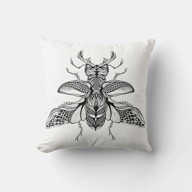 Inspirierter psychedelischer Hirsch-Käfer Kissen (Vorderseite)