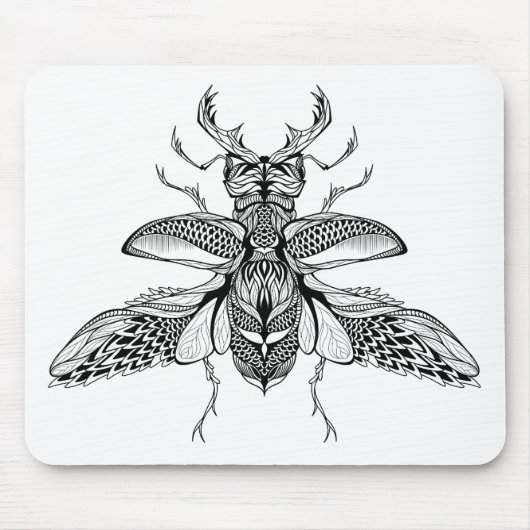 Inspirierter psychedelischer Hirsch-Käfer Mousepad (Vorne)