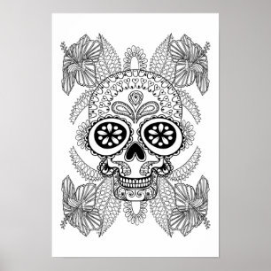 Inspirierter Schädel in Blumen 2 Poster