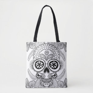 Inspirierter Schädel in Blumen 2 Tasche