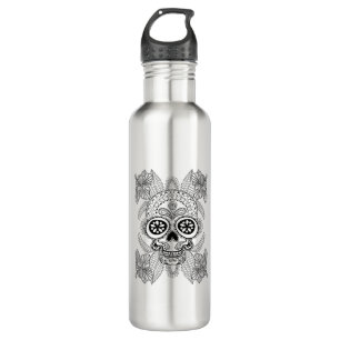 Inspirierter Schädel in den Blumen Trinkflasche