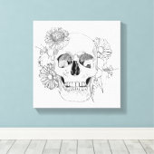Inspirierter Schädel und Blume 6 Leinwanddruck (Insitu (Holzboden))