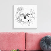 Inspirierter Schädel und Blume 6 Leinwanddruck (Insitu (Wohnzimmer))