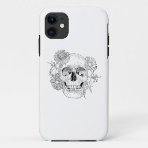 Inspirierter Schädel und Blumen Case-Mate iPhone Hülle