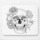 Inspirierter Schädel und Blumen Mousepad (Vorne)