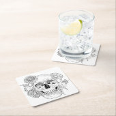 Inspirierter Schädel und Blumen Rechteckiger Pappuntersetzer (Vor Ort)