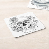 Inspirierter Schädel und Blumen Rechteckiger Pappuntersetzer (angewinkelt)