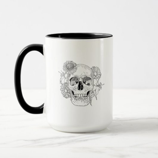 Inspirierter Schädel und Blumen Tasse (Links)