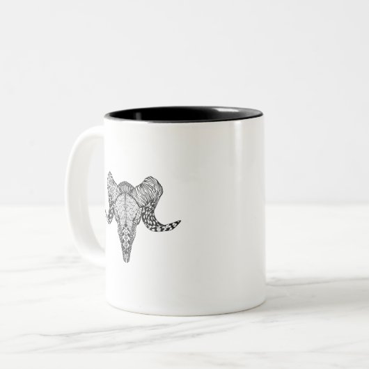 Inspirierter Schaf-Schädel Zweifarbige Tasse (Vorderseite Links)