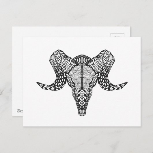 Inspirierter Schafskull Postkarte (Vorne/Hinten)