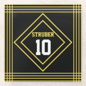 Inspirierter Schwarz-Gelb-Untersetzer Glasuntersetzer (Vorderseite)