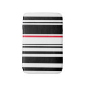 inspirierter Schwarzer Streifen mit rotem Akzent Badematte (Vorderseite Vertikal)