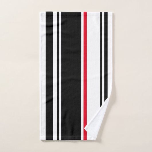 inspirierter Schwarzer Streifen mit rotem Akzent Badhandtuch Set (Handtuch)
