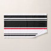 inspirierter Schwarzer Streifen mit rotem Akzent Badhandtuch Set (Handtuch)