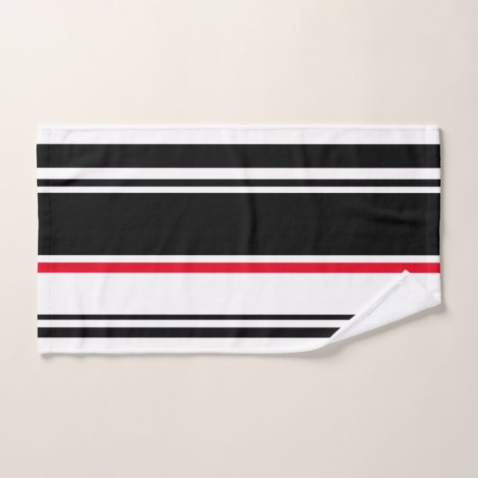 inspirierter Schwarzer Streifen mit rotem Akzent Badhandtuch Set (Handtuch)