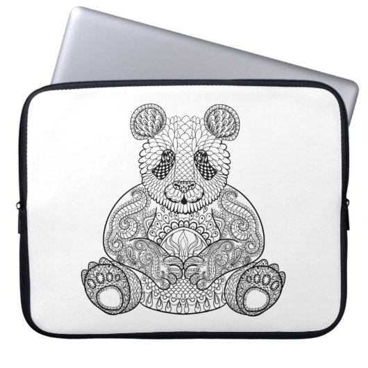 Inspirierter Stammes- Panda Laptopschutzhülle (Vorderseite)