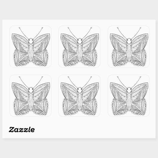 Inspirierter Tropenschmetterling Quadratischer Aufkleber (Blatt)