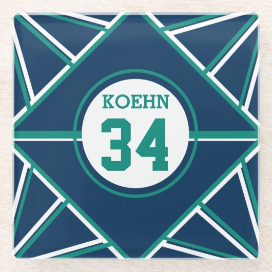 Inspirierter Untersetzer aus grün und aquamarinem (Vorderseite)