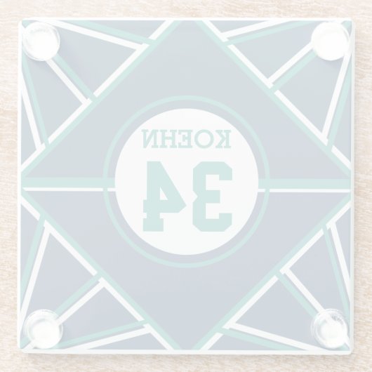 Inspirierter Untersetzer aus grün und aquamarinem (Rückseite)