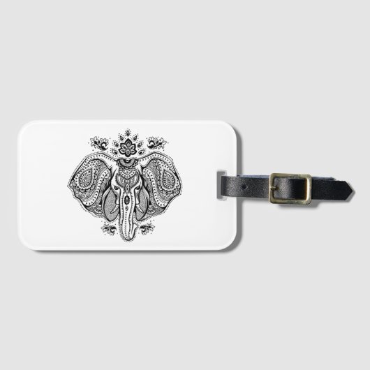 Inspirierter Vintager indischer Elefant Gepäckanhänger (Vorderseite (Horizontal))