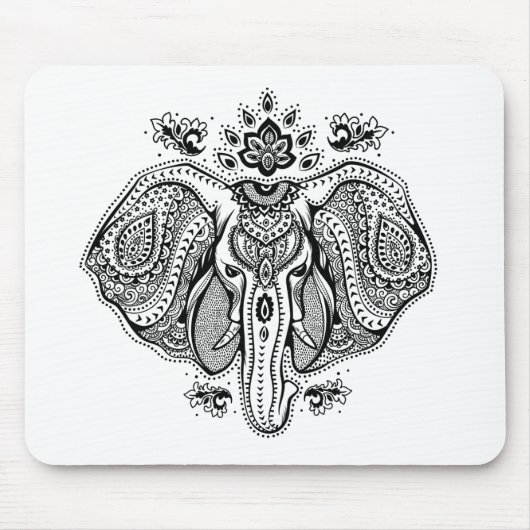 Inspirierter Vintager indischer Elefant Mousepad (Vorne)