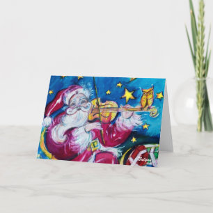 INSPIRIERTER WEIHNACHTSMANN SPIELT VIOLINE ,Eule,W Feiertagskarte