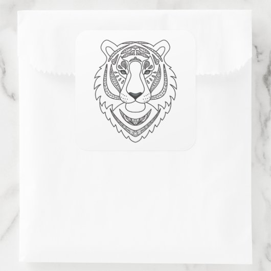Inspirierter Weißtiger Quadratischer Aufkleber (Tasche)