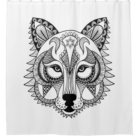 Inspirierter Wolf Duschvorhang (Vorderseite)