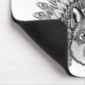 Inspirierter Wolf in mit Federn versehener Mousepad (Ecke)