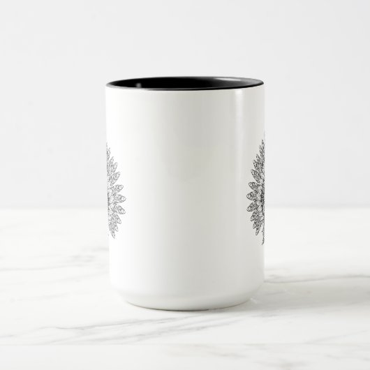 Inspirierter Wolf in mit Federn versehener Tasse (Zentrum)