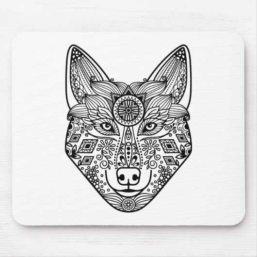 Inspirierter Wolf-Kopf Mousepad (Vorne)