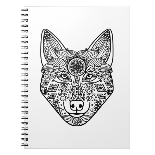 Inspirierter Wolf-Kopf Notizblock (Vorderseite)