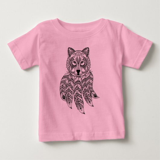 Inspirierter Wolf mit Dreamcatcher Baby T-shirt (Vorderseite)