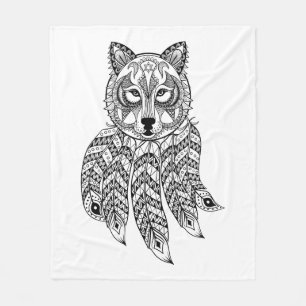 Inspirierter Wolf mit Dreamcatcher Fleecedecke