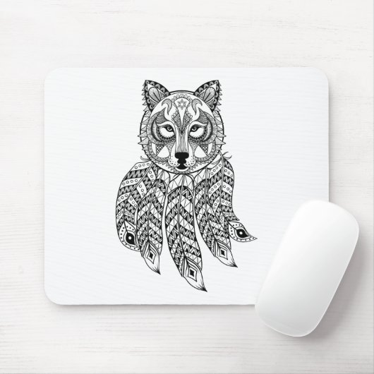 Inspirierter Wolf mit Dreamcatcher Mousepad (Mit Mouse)