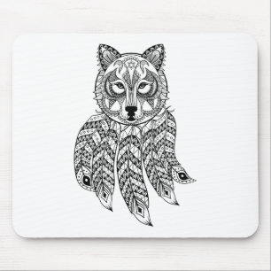 Inspirierter Wolf mit Dreamcatcher Mousepad