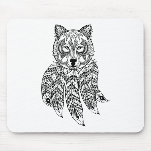 Inspirierter Wolf mit Dreamcatcher Mousepad (Vorne)