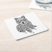Inspirierter Wolf mit Dreamcatcher Rechteckiger Pappuntersetzer (angewinkelt)