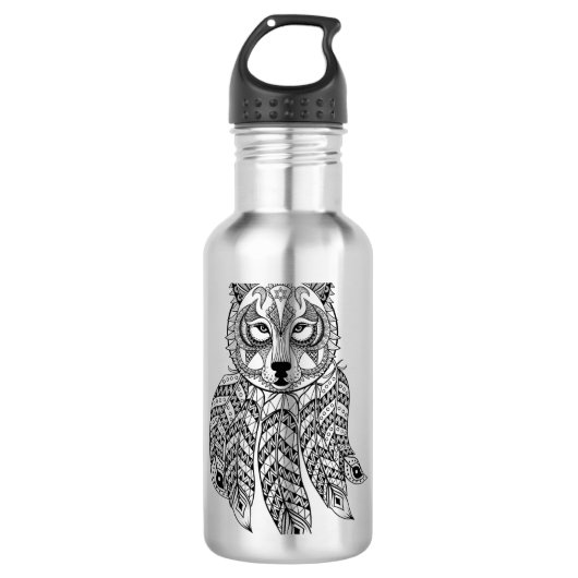 Inspirierter Wolf mit Dreamcatcher Trinkflasche (Vorderseite)