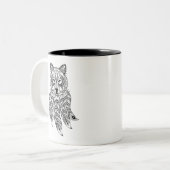 Inspirierter Wolf mit Dreamcatcher Zweifarbige Tasse (Vorderseite Links)