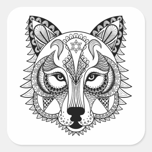 Inspirierter Wolf Quadratischer Aufkleber (Vorderseite)