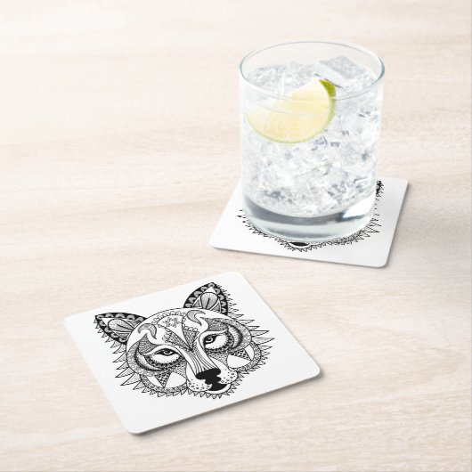 Inspirierter Wolf Rechteckiger Pappuntersetzer (Vor Ort)