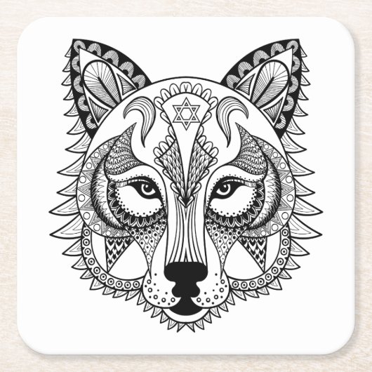 Inspirierter Wolf Rechteckiger Pappuntersetzer (Vorderseite)