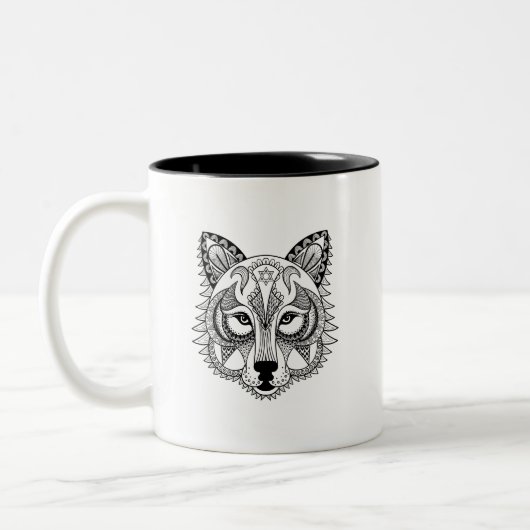 Inspirierter Wolf Zweifarbige Tasse (Links)
