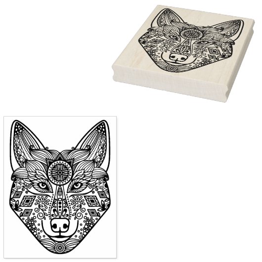 Inspirierter Wolfkopf Gummistempel (Stempel)