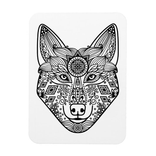 Inspirierter Wolfkopf Magnet (Vertikal)