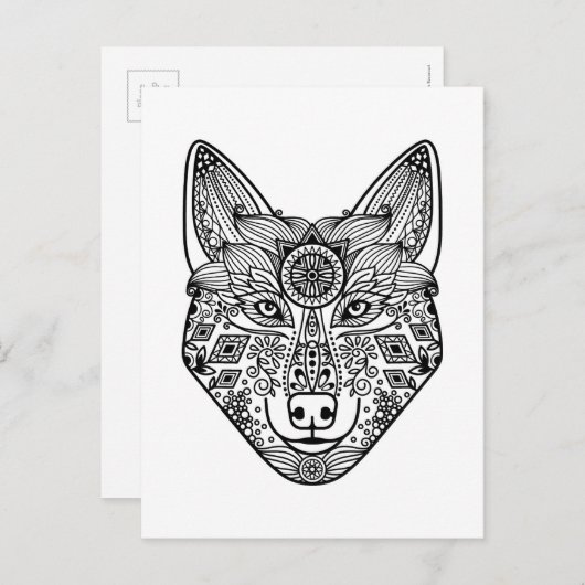 Inspirierter Wolfkopf Postkarte (Vorne/Hinten)