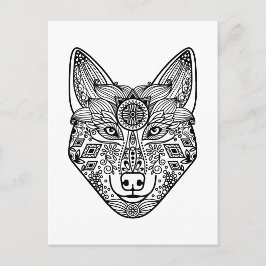 Inspirierter Wolfkopf Postkarte (Vorderseite)