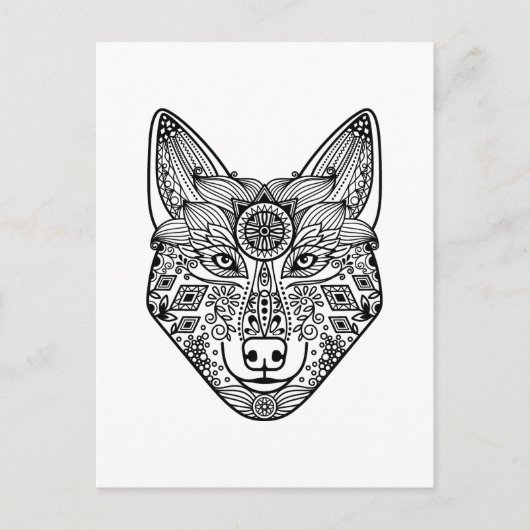 Inspirierter Wolfkopf Postkarte (Vorderseite)