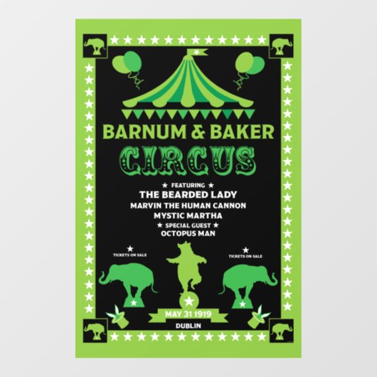 Inspirierter Zirkus Fensteraufkleber (Blatt)